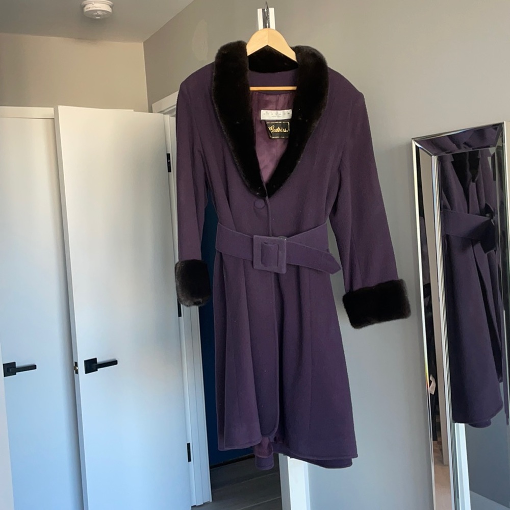 Women’s wool coat with mink collar and cuffs